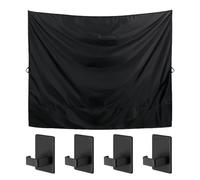 Shower Drapery, Light Blocker, Strong Fabric Large Coverage Adjustable Hooks Easy Installation Portable Compact Secure Fit, Changing Curtain for Outdoor Travel Camping, 72.05x64.17Inches, Black