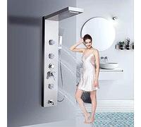 Shower Faucet Kit, 304 Stainless Steel Shower Column Tower Panel with 3 X Massage Neats Mixer Tap with Waterfall Rain Shower Hand Shower And Tub Spout Wall-Mounted Shower