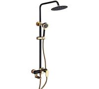 Shower Faucet Kit, Bathroom Rain Shower Black Matt Rainfall System Aluminum Full Shower Set Luxury Bath Tap