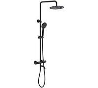 Shower Faucet Kit, Black Paint Bathroom Shower Set Auto-Thermostat Control Faucet Bath And Shower Mixers Rain Triple Handle Shower Sets