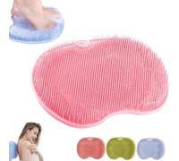 Shower Foot and Back Scrubber Massage Pad, Shower Wall Mounted Back Scrubber Massage Pad with Non-Slip Suction Cups,Soothes Tired Achy Feet and Scrubs Feet Clean for Men/Women (Pink)