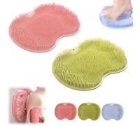 Shower Foot and Back Scrubber Massage Pad, Shower Wall Mounted Back Scrubber Massage Pad with Non-Slip Suction Cups,Soothes Tired Achy Feet and Scrubs Feet Clean for Men/Women (2C)