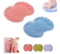 Shower Foot and Back Scrubber Massage Pad, Shower Wall Mounted Back Scrubber Massage Pad with Non-Slip Suction Cups,Soothes Tired Achy Feet and Scrubs Feet Clean for Men/Women (2A)
