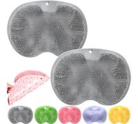 Shower Foot Scrubber Mat with Non-Slip Suction Cups,Foots Back Scrubbers Exfoliating Bath Wash Pad, Wall Mounted Slip Suction Back Washer for Use in Cleaner Men and Women (2pcs-E)