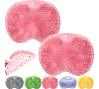 Shower Foot Scrubber Mat with Non-Slip Suction Cups,Foots Back Scrubbers Exfoliating Bath Wash Pad, Wall Mounted Slip Suction Back Washer for Use in Cleaner Men and Women (2pcs-C)