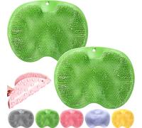 Shower Foot Scrubber Mat with Non-Slip Suction Cups,Foots Back Scrubbers Exfoliating Bath Wash Pad, Wall Mounted Slip Suction Back Washer for Use in Cleaner Men and Women (2pcs-D)