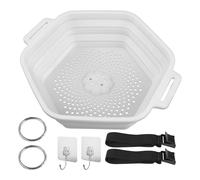 Shower Ice Bath Tool, Silicone Folding Basket, Adjustable Ice Strainer Storage Container with Strap, for Home, Dorm Room, Personal Recovery, Cold Sessions, 11.22x10.63x3.35 inches