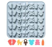 Shower Mold for Chocolate, 35 Cells Kitchen Baking Mold 17,5 x 16,5 x 1,1 cm, Soft Footprints Gummy Maker for Birthdays, Holidays, Christmas, Blue, Pink