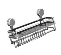 Shower Organizer, Bathroom Storage, Large Capacity Suction Basket, Rustproof Tray with Hooks, Hanging Organizer for Gym, Apartment, Rv, Dorm, Travel, Hotels, Showers