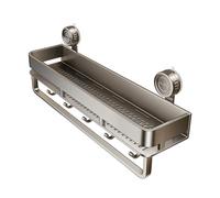 Shower Organizer - Strong Suction Cup Storage Rack for Kitchen | Bathroom Shower Organizer | Large Capacity Wall Rack for Kitchen | Suction Cup Showers Shelf Organizers with 5 Hooks Shampoo Holder