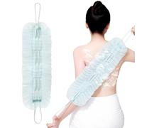 Shower Pouf Combo, Back Scrubber, 5.51x19.29in Bath Washcloth Set, Suction Cup Design, Skin Renewal Texture for Body Wash, Deep Cleansing, aily Shower, Spa, Travel, Home