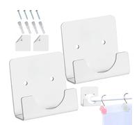 Shower Rod Bracket - Acrylic 7.9x7.9x3.6cm | Adhesive Pipe Holder, Transparent Invisible Wardrobe Rod Support | For Bathroom Kitchen Hotel Home Curtain Rods Fixing Wall Use