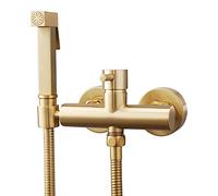 Shower Set Oro Spazzolato Handheld Bidet Spruzzatore Ottone Acqua Calda e Fredda Spruzzatore per Bidet Manico Singolo Spruzzatore per Doccia Montaggio a Parete Doccetta Bidet,Hole Pitch 8.5cm