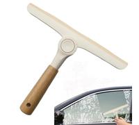 Shower Squeegee - 24cm Glass Cleaning Wiper Handheld | Rotating T Shape Window Scraper Wood PP Thermoplastic Rubber Streak Free Cleaner | Bathroom Mirror Tile Car Windshield