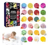Shower Steamers Advent - 24 compresse di bolle da bagno | Set spa per aromaterapia, fragranze antistress per adulti uomini mamme colleghi festa di San | Calendario per il conto alla rovescia