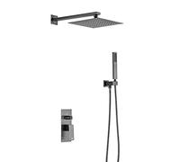 Shower System, 10 Inches Rainfall Shower Head System with Handheld Combo Set, Wall Mounted Shower Faucet Set Complete with Brass Valve And Trim Kit (Rose Guld A)