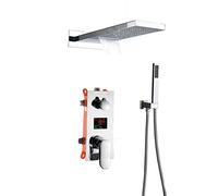 Shower System Digital Display Shower Faucet Set Concealed Shower Mixer Taps Set with Hand Shower And Waterfall Rainfall Shower Head,Ma