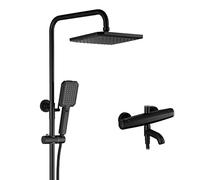 Shower System, Thermostatic Black Brass Three Functions Shower Set Bathtub Diverter Mixer Tap with Height is Adjustable Spray Head And Tub Taps, Luxury Shower Set,C