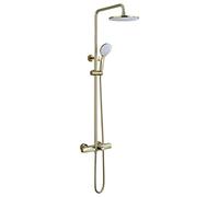 Shower System, Thermostatic Gold Luxury Shower Taps Set Brass Diverter Mixer Waterfall Rainfall Shower with 10 inch Rainfall Shower Head And Handshower, Wall Mounted Shower Set,C