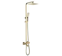Shower System, Thermostatic Gold Luxury Shower Taps Set Brass Diverter Mixer Waterfall Rainfall Shower with 10 inch Rainfall Shower Head And Handshower, Wall Mounted Shower Set,B