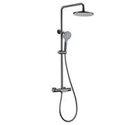 Shower System Thermostatic Gun Gray Wall Mounted Brass Diverter Rain Mixer Bathroom Shower Taps Set with 8 inch Rainfall Shower Head And Handshower, Luxury Shower Set,A