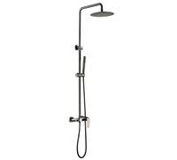 Shower System Wall Mounted Gun Gray Hot Cold Brass Diverter Mixer Bathroom Shower Taps Set with 8-10 inch Rainfall Shower Head And Handshower, Luxury Shower Set,Gun Gray,8 inch