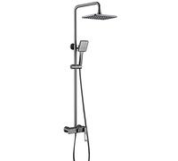Shower System with Tub Spout Rain Mixer Shower Combo Set with Rectangle Rainfall Shower Head Shower Faucet Set with Handheld Combo Set,Chrome (Grey A)