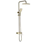 Shower System with Tub Spout Rain Mixer Shower Combo Set with Rectangle Rainfall Shower Head Shower Faucet Set with Handheld Combo Set,Chrome (Grey A)