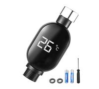 Shower Temperature Sensor, Led Water Gauge, Instant-Read Thermometer, Waterproof Digital Display, Bathroom Upgrade Tool, Fits 1/2 Inches, Pipe, Silver, 1 Piece, Stainless Steel