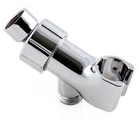 ShowerMaxx | Shower Head Holder in Polished Chrome Finish | Mount for Handheld Showerheads | Arm Bracket with Swivel Ball Connector | Adjustable Universal 1/2 in Male Female Shower Heads Wall Mount