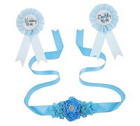 SHOWERORO 1set Sash e Distintivi Per Maternità Con Fiori Per Shower e Foto Accessori Per Annuncio Di Gravidanza Cintura Elegante e Badge Per Futuri Genitori