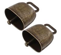 SHOWERORO 2 Pezzi Campanelle Quadrate in Metallo con Manico Portatile per Feste di Compleanno e Matrimonio, Decorazioni Rustiche in Stile Campane di Bronzo