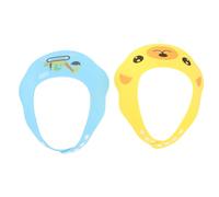 SHOWERORO 2 Pezzi Cuffia Doccia per Visiera Regolabile Protezione Orecchie e Occhi per Ragazzo Ragazza e Set Cartoon Cane Giallo e Escavatore Blu