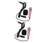 SHOWERORO 2pezzi Microfono Mini Wireless Portatile Per Karaoke Compatibile Con Smartphone e Pc Facile Da Trasportare Suono Dinamico Straordinario Colore Rosa Accessorio Per Cantare e