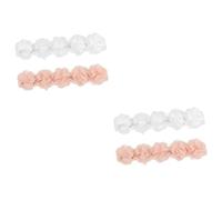 SHOWERORO 4pezzi Fasce Per Elastiche Per Bambine Cinque Fiori Bianco e Rosa Accessori Moda Per Neonate e Bambine Comode e Versatili Per Ogni Occasione