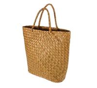 SHOWERORO Borsa Intrecciata a Mano e Conservazione di Vari Oggetti con Manico in Paglia Design Rustico e Boho, Ampia Capacità per Uscite nella Calda