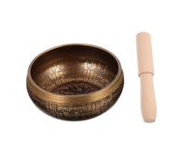 SHOWERORO Ciotola Tibetana E Bastoncino Di Legno Set Di Ciotole Buddiste Ciotola Per Meditazione Per Tapping Manuale Decorazioni Da Tavolo Leggero E Portatile
