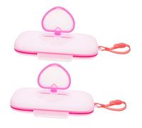 SHOWERORO Custodia Portatile Per Fazzoletti Umidi Per Ragazzo Ragazza in Pp Guarnizione in Silicone Antiumidità, Per Passeggino e Viaggi, Confezione Da 2 Pezzi Bianca e Rosa