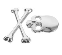 SHOWERORO Distintivo Auto Teschio in Lega di Zinco Emblema Metallo Resistente alle Intemperie per Moto Auto Suv Stile Ribelle e Personalizzato