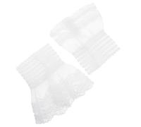 SHOWERORO Polsini in Pizzo Bianco in Chiffon Eleganti e Romantici, Accessori per Maniche di Camicie e Bluse, Facili da Cucire per Costumi e Halloween, 1 Paio