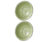 SHOWERORO Set 2 Ciotole Smaltate Retro Verde Chiaro, Multiuso e Resistenti, Design Vintage Semplice per Cucina e Casa, Zuppiera Coperchio per Zuppa e Insalate