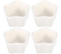SHOWERORO Set 4 Pezzi Ciotoline in Ceramica a Forma di Stella per Salsa, Resistenti a Temperature Alte e Basse, Colore Bianco, per Feste e Condimenti