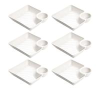 SHOWERORO Set 6 Pezzi Piatti Quadrati in Pp Leggeri e Riutilizzabili con Scomparti per Salse per Barbecue e Cucine di Stile Giapponese