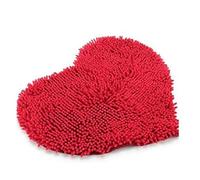 SHOWERORO Tappeto a Cuore 50x60 CM in Ciniglia, Rosso, Soffice e Assorbente | Piedi Nudi e Umidi, Vicino al Lavello o Lavanderia, Finitura Pelosa