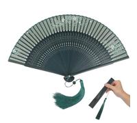 SHOWERORO Ventilatore Vintage in bambù Pieghevole Nappine, Leggero e Facile da Trasportare, Come Dancing Prop o Party Favor in Stile Retro Chic