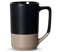 SHOWFULL Grande tazza da caffè da 470 ml, due combinazioni di colori, grande tazza da tè in ceramica con manico quadrato con macchie bianche, per uomini e donne, per ristoranti, casa, ufficio, bevande