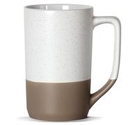 SHOWFULL Grande tazza da caffè da 470 ml, due combinazioni di colori, grande tazza da tè in ceramica con manico quadrato con maculato nero, per uomini e donne, per ristoranti, casa, ufficio, bevande