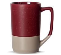 SHOWFULL Grande tazza da caffè da 470 ml, due combinazioni di colori, grande tazza da tè in ceramica con manico quadrato con macchie bianche, per uomini e donne, per ristoranti, casa, ufficio, bevande