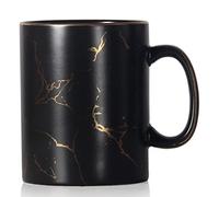 SHOWFULL Tazza da caffè grande da 650 ml, in ceramica marmorizzata classica, con manico, per uomini e donne, colore nero opaco