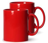 SHOWFULL Tazze da caffè extra large da 623,7 ml, set di 2 tazze da caffè in ceramica liscia, grande capacità e manico grande, per papà uomini, rosso